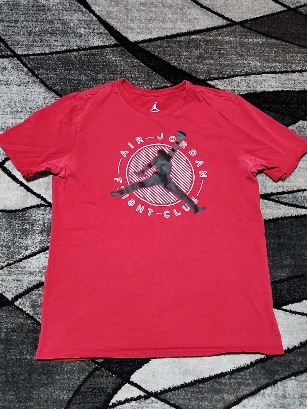 AIR JORDAN FLIGHT CLUB RED JUMPMAN CIRCULAR GRAPHIC LOGO CREWNECK TEE-SHIRT